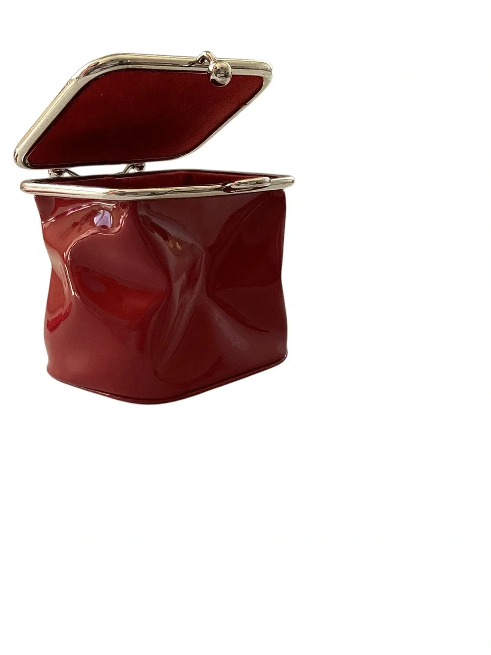Vintage Neiman Marcus Red Patent Kiss-Lock Coin Purse Expandable Accordion Style